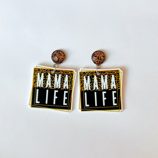 Mama Leopard Acrylic Earrings