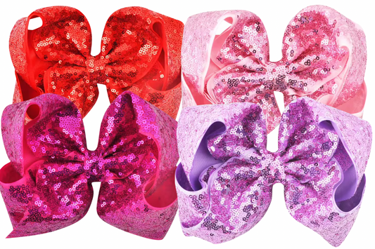 8” Sequin Ribbon Hair Bows