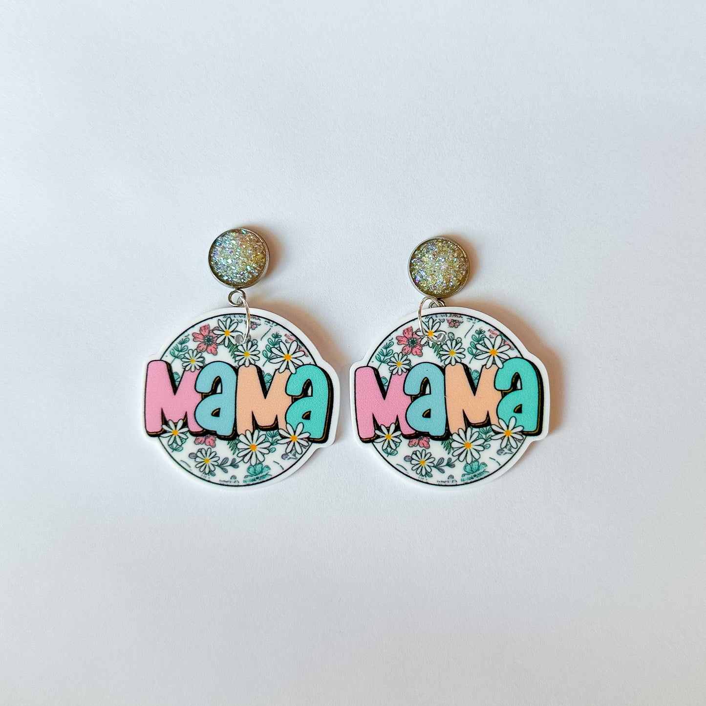 Mama Floral Acrylic Earrings