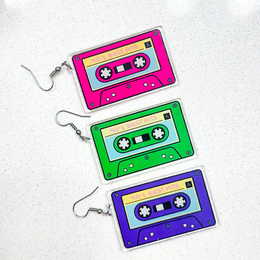Neon Cassette Tape Earrings